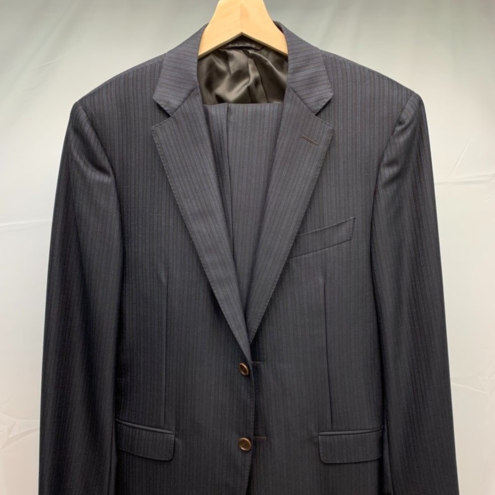 CANALI Milano Striped Brown Blue Two Button Unlined Suit